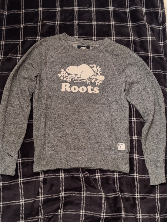 Roots Tops - Roots Women’s Heather Gray Crewneck Sweatshirt with White Logo